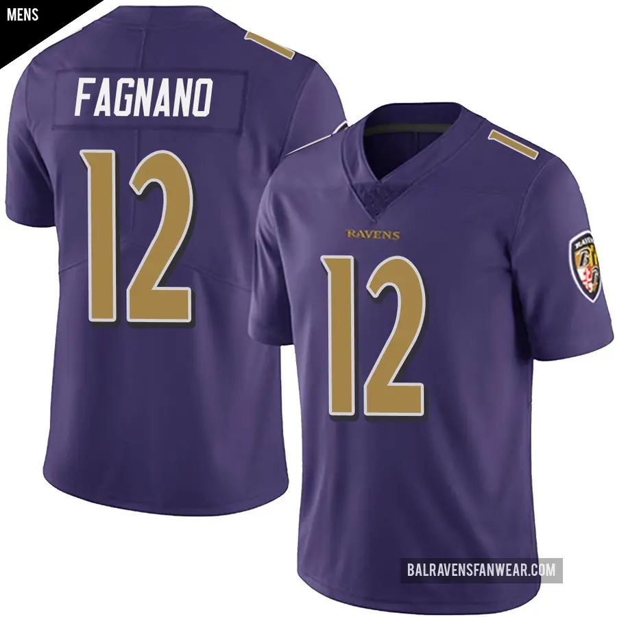 Men's Baltimore Ravens ＃12 Joe Fagnano Purple Limited Team Color Vapor Untouchable Jersey