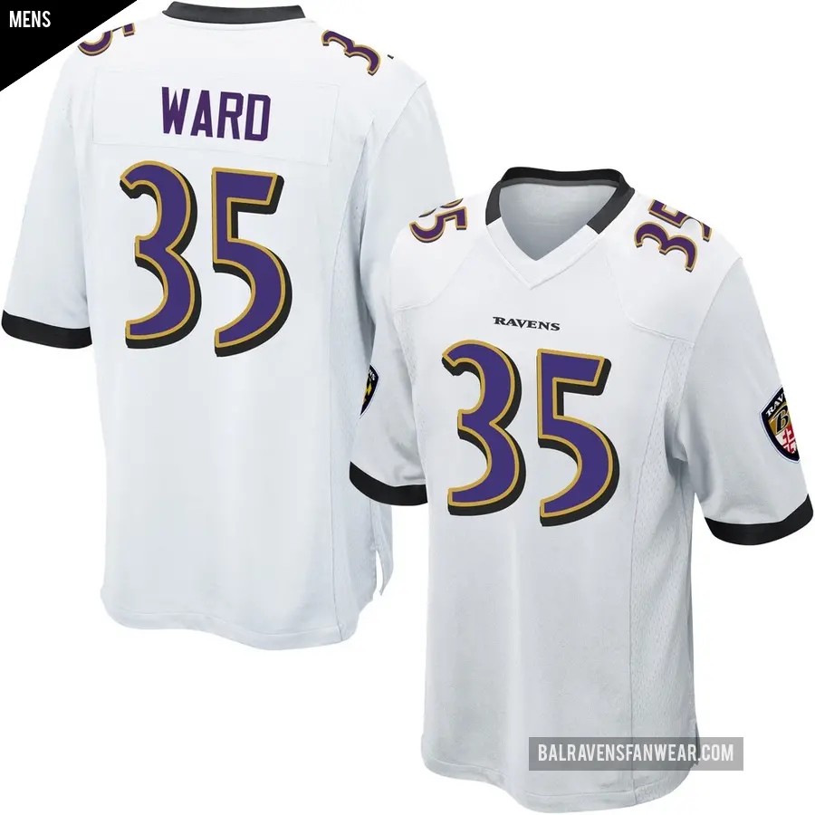Men's Baltimore Ravens ＃35 Jonathan Ward White Game Jersey