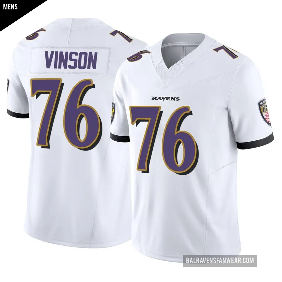 Men's Baltimore Ravens ＃76 Carson Vinson White Limited Vapor F.U.S.E. Jersey