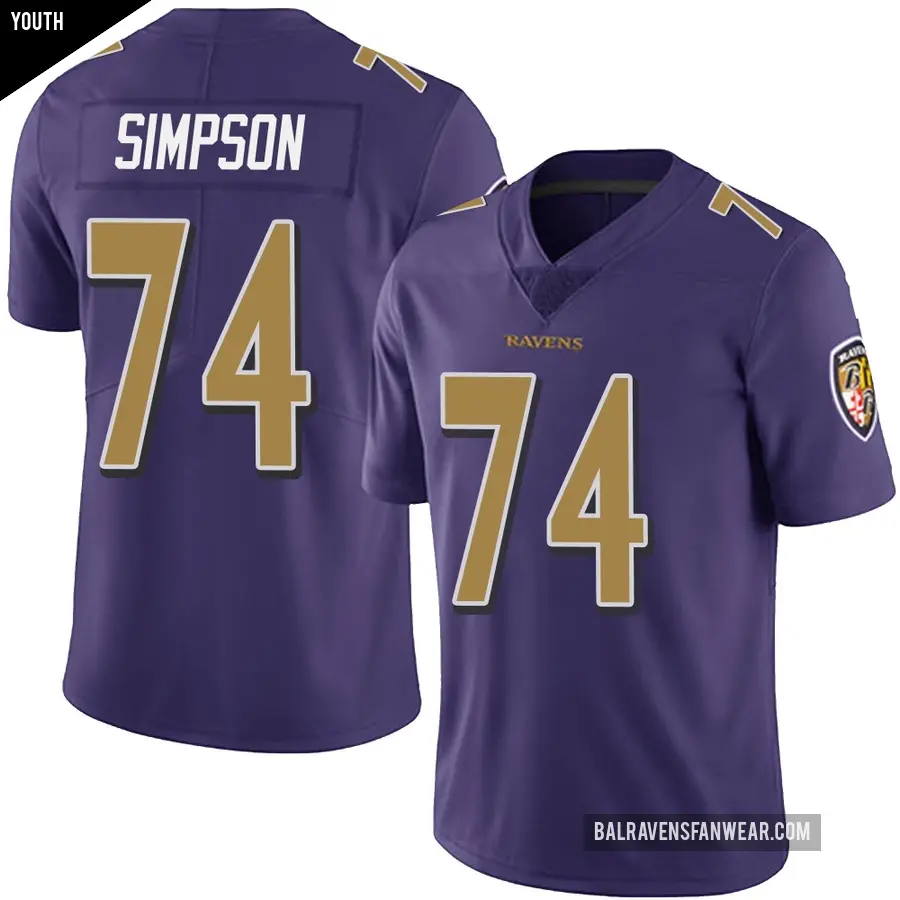 Youth Baltimore Ravens ＃74 John Simpson Purple Limited Team Color Vapor Untouchable Jersey