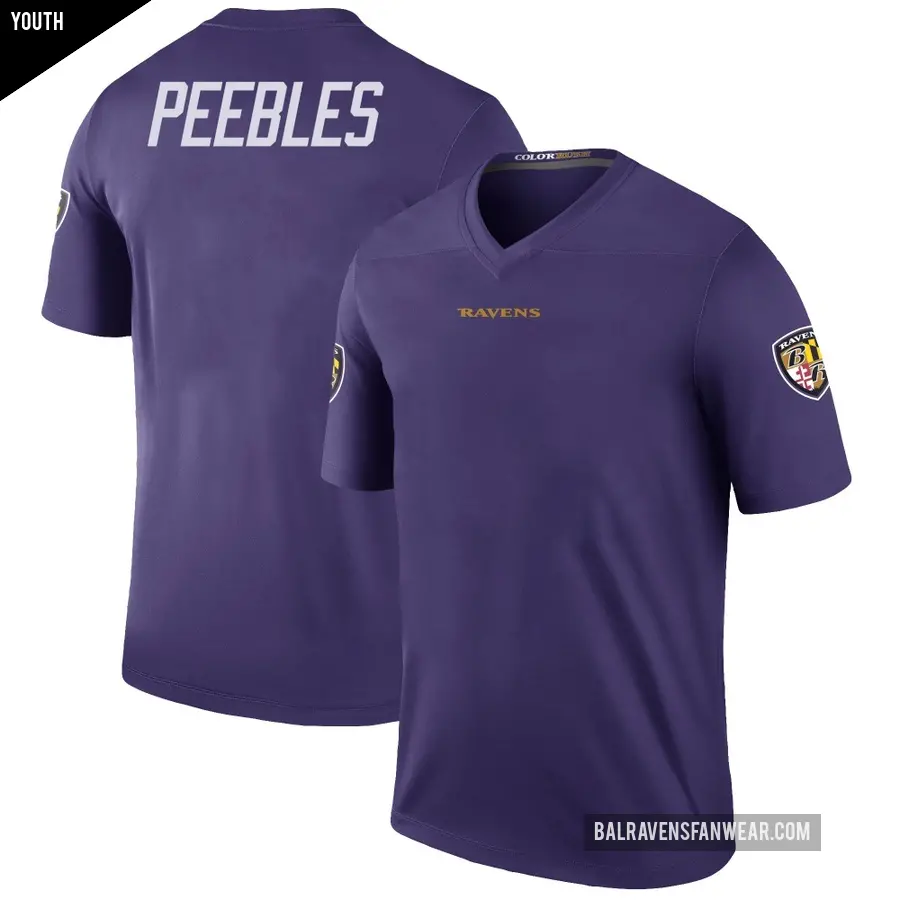 Youth Baltimore Ravens ＃90 Aeneas Peebles Purple Legend Color Rush Jersey